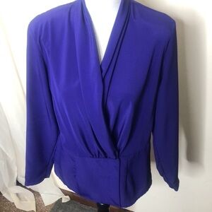 Chaus petites size 8 blue button paced should blouse
